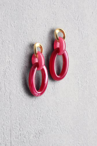 Voorkant van Fuchsia oorbellen met ovale hangers door Liberty Island voor Dames
