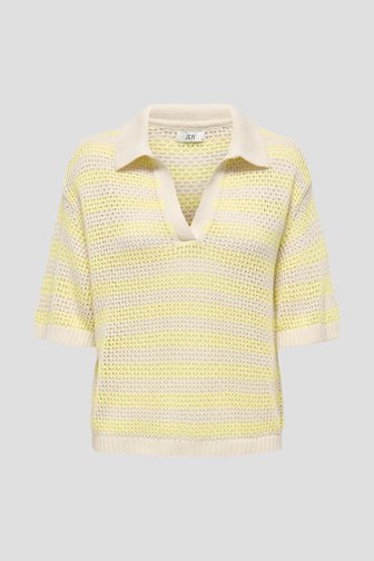 Gebreide polo met lichtgeel gestreept motief van JDY voor Dames