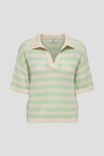 Gebreide polo met muntgroen gestreept motief van JDY voor Dames