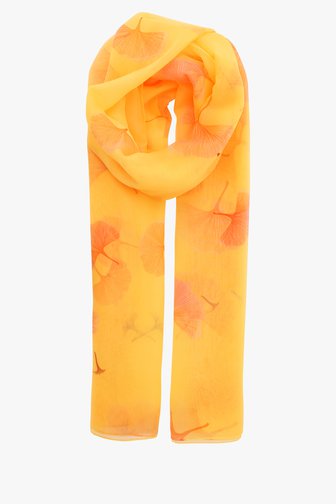 Geel sjaaltje met fijne bladerprint  van Liberty Island voor Dames