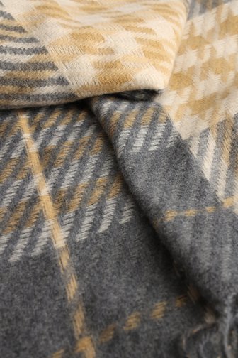 Achterkant van Geruite sjaal in geel en grijs door Modeno voor Dames
