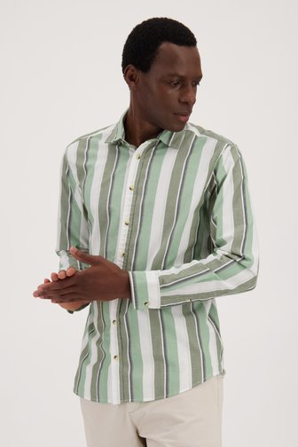 Gestreept hemd in ecru en groen - Regular fit van Casual Five voor Heren