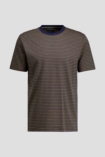 Productfoto 1 van Gestreept T-shirt in okergeel en donkerblauw door Ravøtt voor Heren