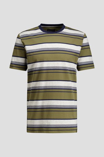 Productfoto 1 van Gestreept T-shirt met kaki, blauw en grijs door Ravøtt voor Heren