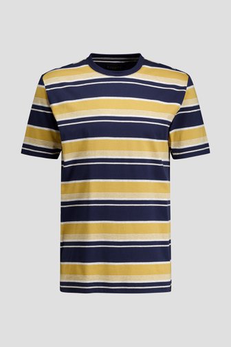 Productfoto 1 van Gestreept T-shirt met okergeel, blauw en grijs door Ravøtt voor Heren