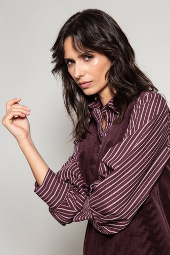 Extra foto 5 van Gestreepte bordeauxbruine blouse door Louise voor Dames
