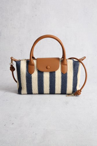 Voorkant van Gevlochten handtas met blauw-wit gestreept motief door Liberty Island voor Dames