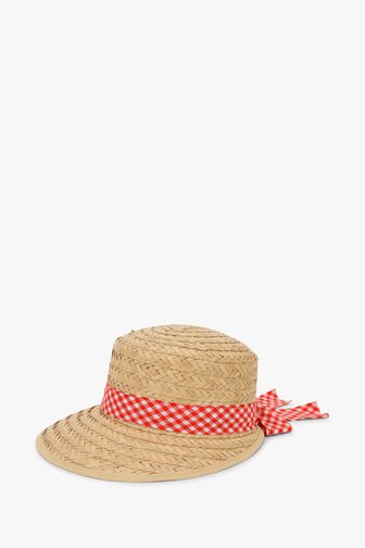 Geweven hoed met geruit detail van Modeno voor Dames