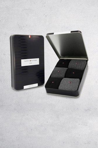 Giftbox grijze/zwarte sokken - 6 paar  van Tommy Hilfiger voor Heren