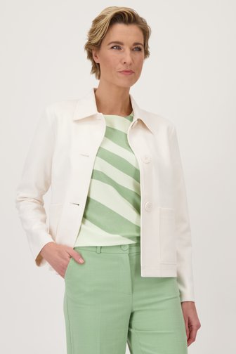 Le devant de Gilet écru en faux-daim de Claude Arielle pour Femmes