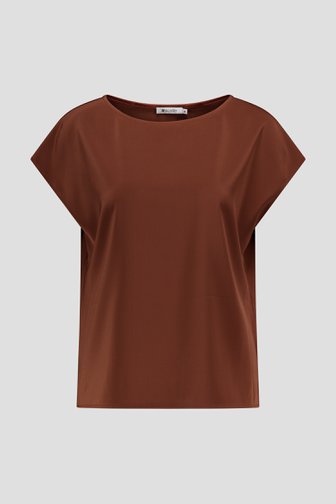 Glanzende bruine blouse met korte mouwen van D'Auvry voor Dames