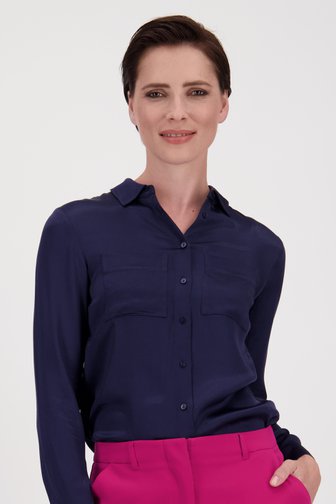 Glanzende donkerblauwe blouse van D'Auvry voor Dames