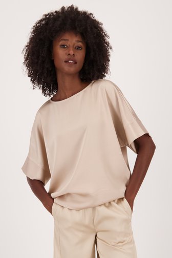 Louise Goudbeige blouse met korte mouwen