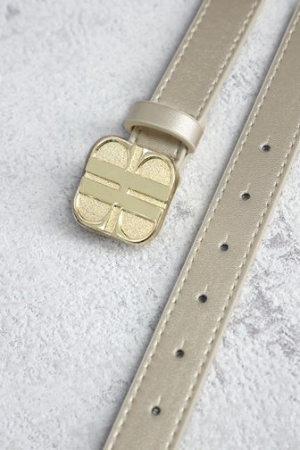 Voorkant van Gouden riem met goudkleurige logogesp door Laurent David voor Dames