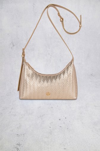 Voorkant van Goudkleurige gevlochten handtas door Laurent David voor Dames