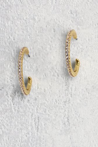 Voorkant van Goudkleurige oorringen met zilveren steentjes door Liberty Island voor Dames