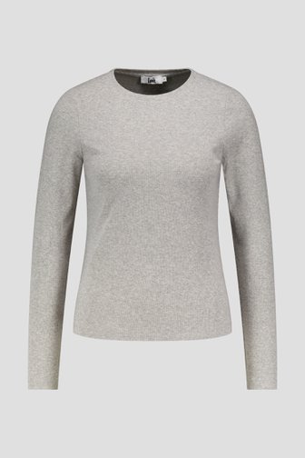 Voorkant van Grijs gemêleerd T-shirt met lange mouwen door Louise voor Dames