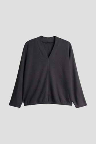 Voorkant van Grijs geribd T-shirt met 3/4 mouwen door Opus voor Dames