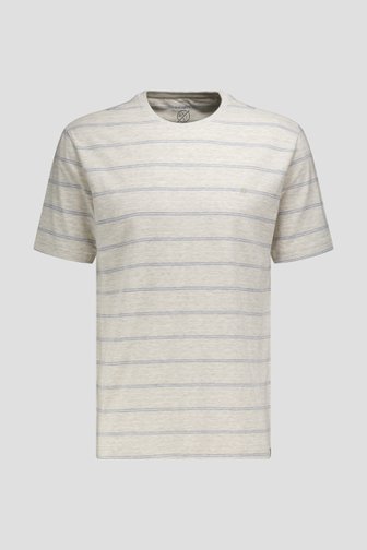 Productfoto 1 van Grijs T-shirt met een blauw-wit gestreept motief door Ravøtt voor Heren