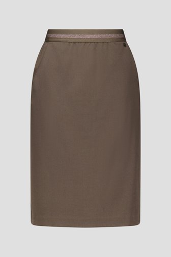 Voorkant van Grijsbruine rok met elastische taille door Claude Arielle voor Dames