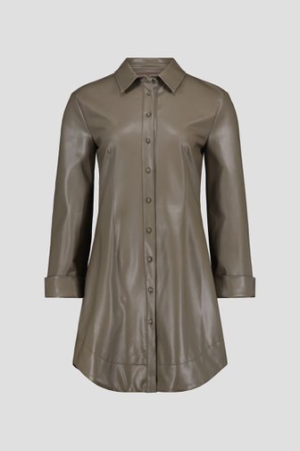 Grijsgroen kleedje met leather look van AC voor Dames