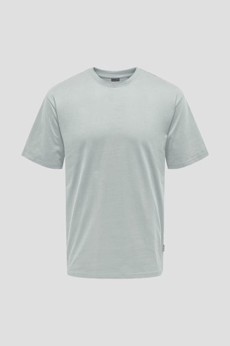 Voorkant van Grijsgroen T-shirt met ronde hals door Only & Sons voor Heren