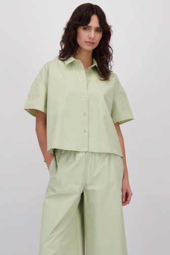 Voorkant van Grijsgroene blouse met korte mouwen door Louise voor Dames