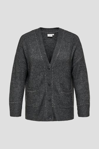 Voorkant van Grijze cardigan met studs  door ONLY Carmakoma voor Dames