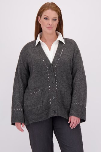 Voorkant van Grijze cardigan met studs  door ONLY Carmakoma voor Dames