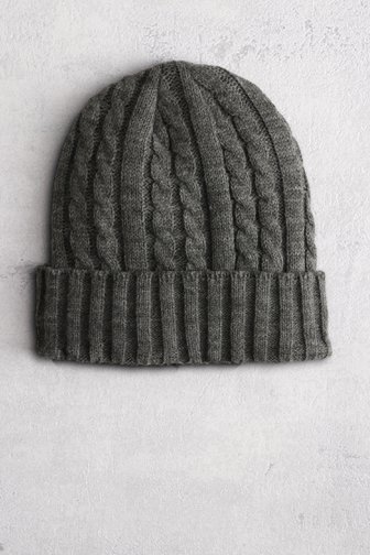Liberty Island Grijze gebreide muts met kabelpatroon