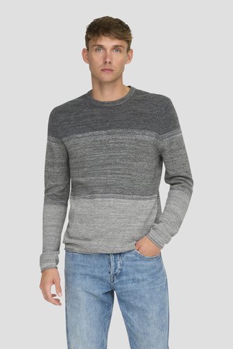 Grijze gebreide trui met kleurverloop van ONLY & SONS voor Heren