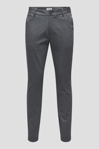 ONLY & SONS Grijze geruite chino - Slim fit