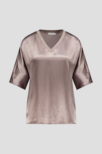 Voorkant van Grijze glanzende blouse door D'Auvry voor Dames