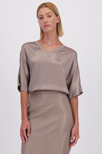 Voorkant van Grijze glanzende blouse door D'Auvry voor Dames