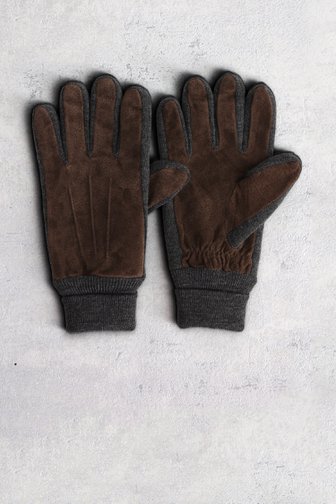 Voorkant van Grijze handschoenen met bruine daim-look door Liberty Island voor Heren