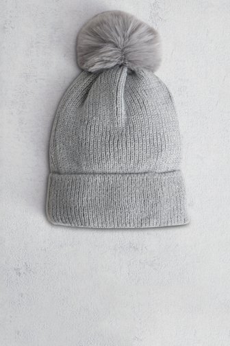 Voorkant van Grijze muts met glitterdraad door Liberty Island voor Dames