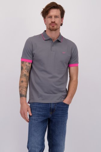 Voorkant van Grijze polo met fluo roze accent door Sun68 voor Heren