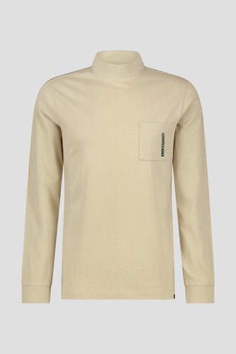 Groen-beige T-shirt met lange mouwen van Ravøtt voor Heren