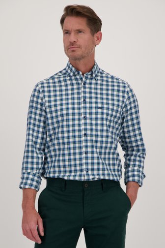 Groen-blauw geruit hemd - Regular fit