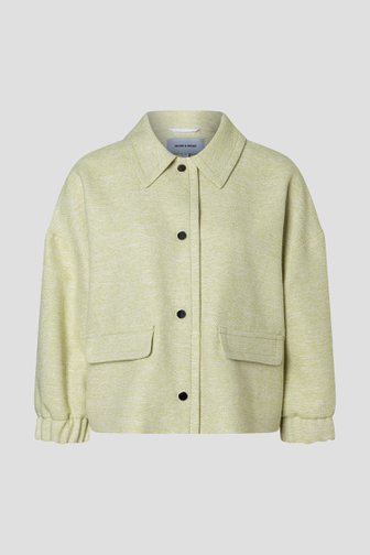 Voorkant van Groen bouclé vest door More & More voor Dames
