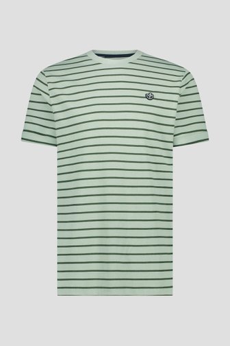 Groen gestreept T-shirt met ronde hals van Bluefields voor Heren