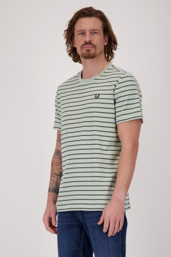 Groen gestreept T-shirt met ronde hals van Bluefields voor Heren