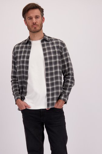 Voorkant van Groen-grijs en wit geruit hemd - Regular fit door Marc O'Polo voor Heren