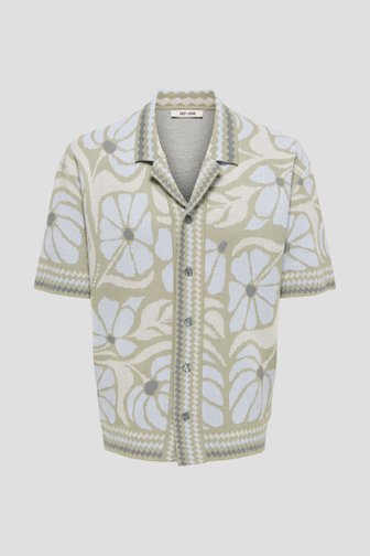 Voorkant van Groen hemd met bloemenprint  door Only & Sons voor Heren