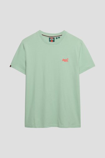 Voorkant van Groen katoenen T-shirt door Superdry voor Heren