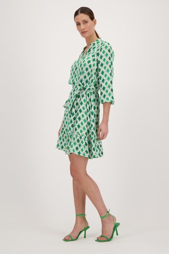 Groen kleedje met ruitjesmotief van More & More voor Dames