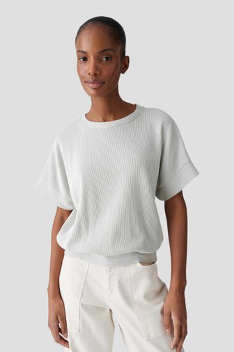 Voorkant van Groen sweatshirt met gestreept ribbeleffect door Opus voor Dames