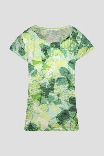 Groen T-shirt met bladermotief van Bicalla voor Dames