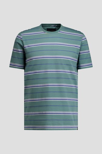 Voorkant van Groen T-shirt met blauwe strepen door Ravøtt voor Heren
