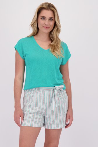 Voorkant van Groen T-shirt met V-hals  door Libelle voor Dames